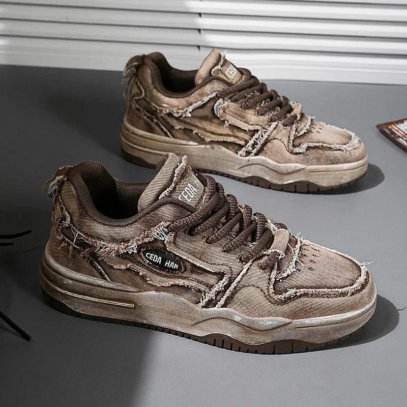 

Retro Denim Unisex Casual Shoes Fashionable Cool Warm Running Shoes Men s Women s Non Slip Classic Punk Hip-hop Outdoor Sports 39 коричневый