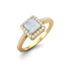 6 MM Square Shape Moonstone Halo Accent 925 Sterling Silver Gold Vemreil Women Wedding Engagement Ring