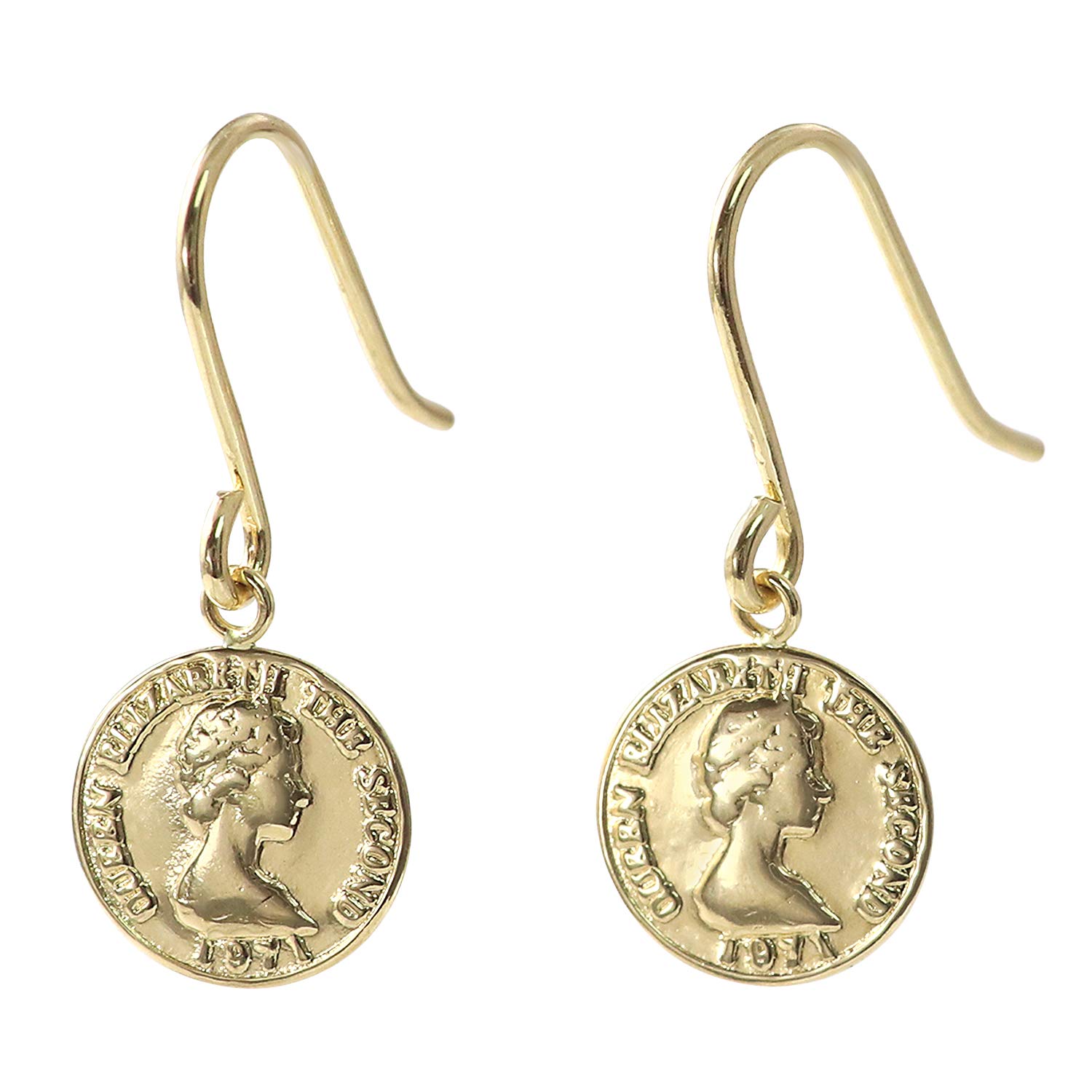 

Coin 18K Yellow Made in Japan [Barzaz] Earrings, Gold, K18, 18K, Women s, Hook, Thin,