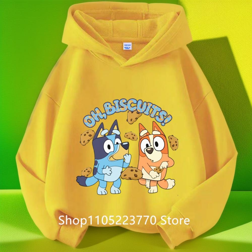 Sudadera con capucha azul de Bluey para niña, Otoño Invierno, Cálida, Suave, Jersey, Cómoda, Prenda superior diaria para niños