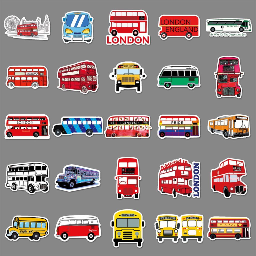 50 Cartoon Transportation Stickers for Kids: DIY Water Cup, Skateboard, Computer, Suitcase