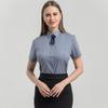 2025 Premium Women's Short-Sleeve Business Shirt with Tie Decoration - Solid Color, Dark Placket