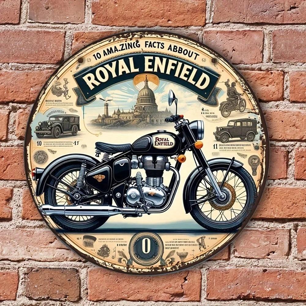 Vintage Metal Sign Round Retro Wall Art Garage Decor