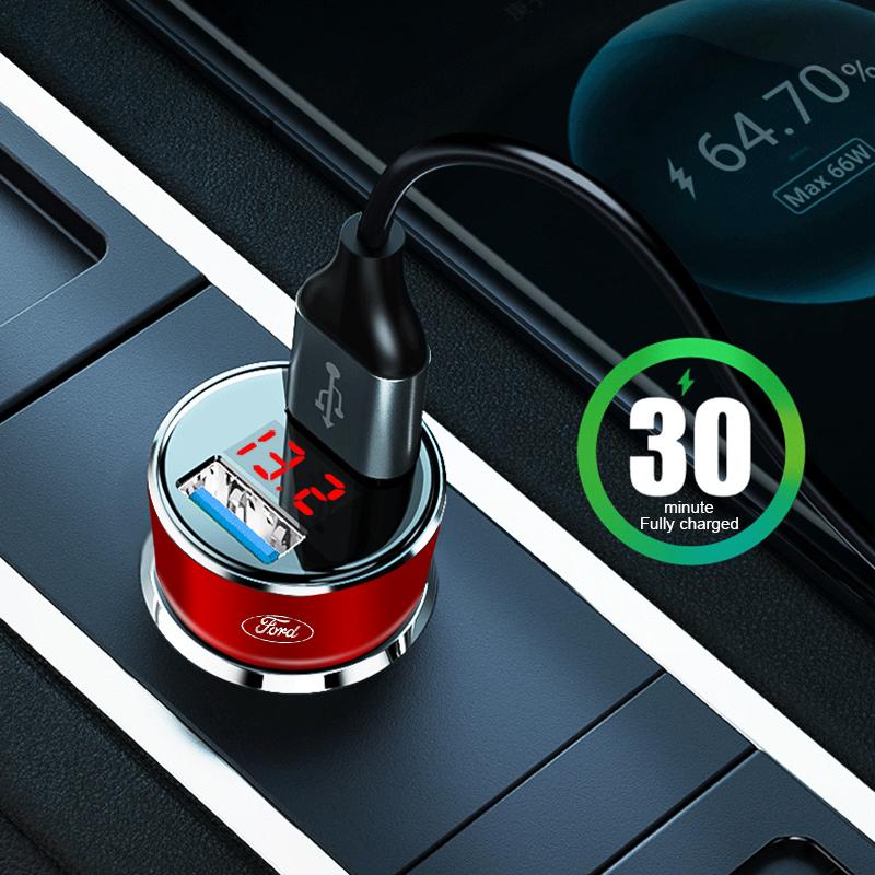 Car Charger USB Ports Fast Charging Digital Display Car Chargers For Ford Focus Mondeo Kuga Fiesta MK7 Escort Explorer Edge 2 4 MK2 MK4