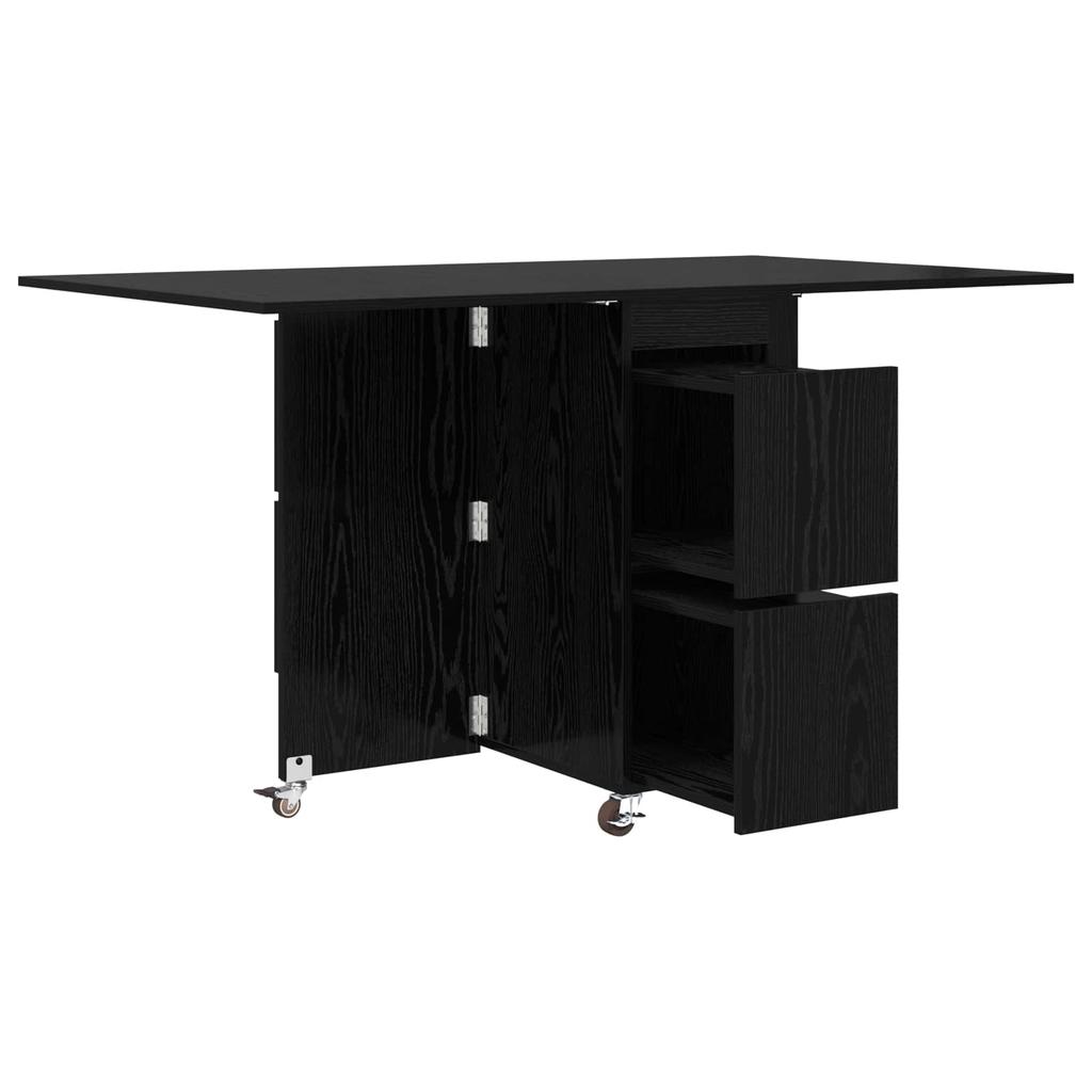 Dining Table Set 2 pcs 140 x 80 x 77 cm Engineered Wood Black Oak