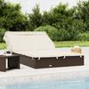 Vidaxl 2-Seater Sun Lounger, Folding Canopy, Brown, 213X118X97 Cm, Poly Rattan