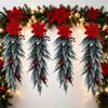 Poinsettia Berries Decor Christmas Wreath Plastic Christmas Wall Decorative  Christmas Decor