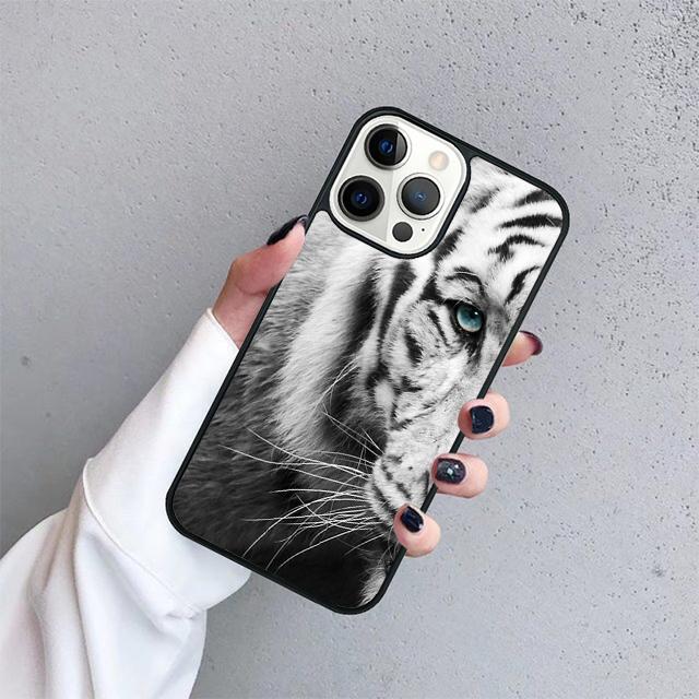 Animal White Tiger Pattern Phone Case Cover For iPhone 17 Air 15 16 14 13 12 Pro Max 11 Pro Max Plus Coque Shell
