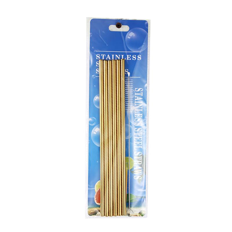 6Pcs Metal Reusable 304 Stainless Steel Straws Straight Bent Drinking Straw With Case Cleaning Brush Set Party Bar Accessory