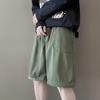 Men Pants Zipper Detachable Solid Color Elastic Waist Drawstring Loose Streetwear American Temperament Straight Wide Leg Cargo Pants Men Clothes