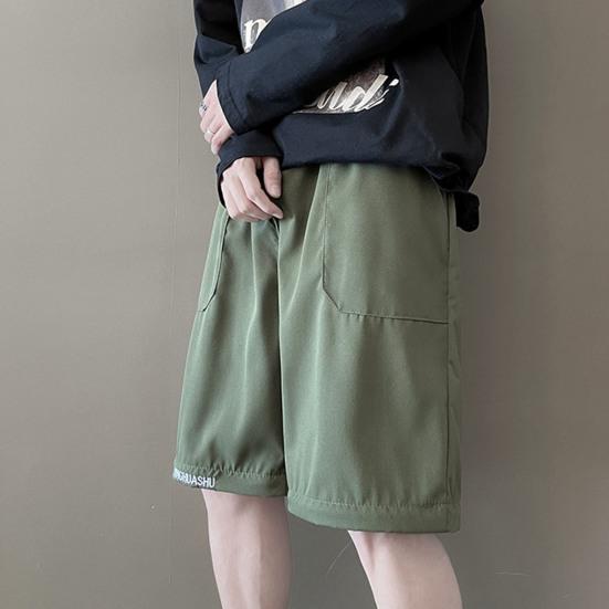 Men Pants Zipper Detachable Solid Color Elastic Waist Drawstring Loose Streetwear American Temperament Straight Wide Leg Cargo Pants Men Clothes