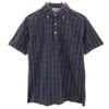 Check Pattern Short Sleeve Polo Shirt M Navy Fawn Men's Used