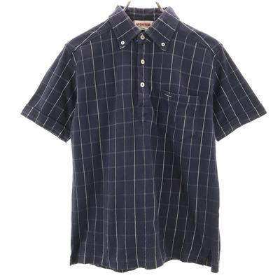 Karomuster Kurzarm Poloshirt M Marinebraun Fawn Herren Gebraucht