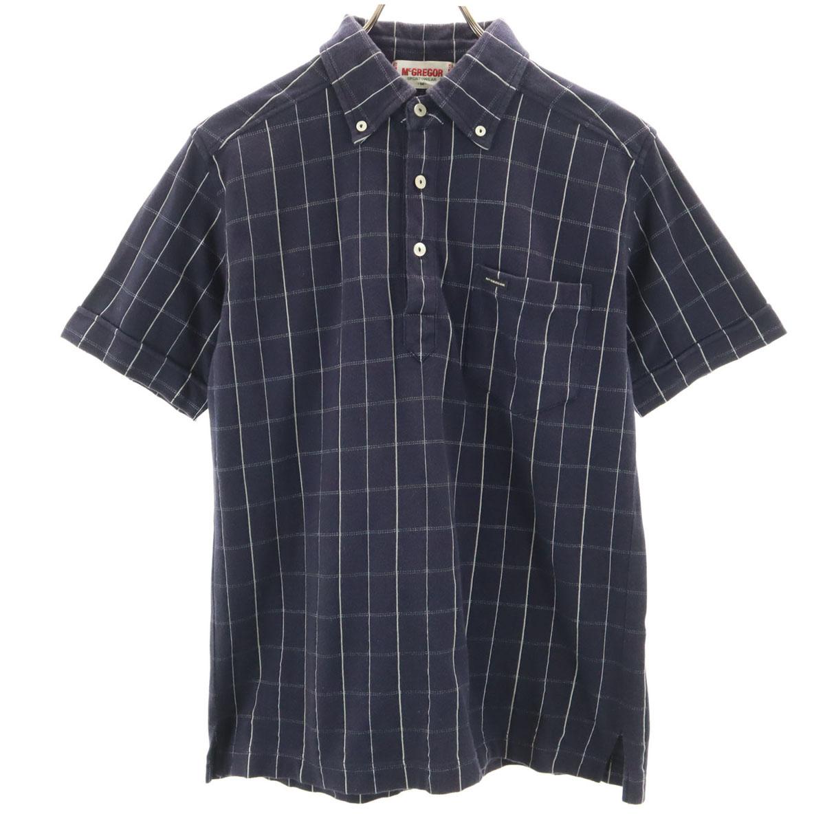 

McGregor Check Pattern Short sleeve Polo shirt M Navy Fawn Men s Used