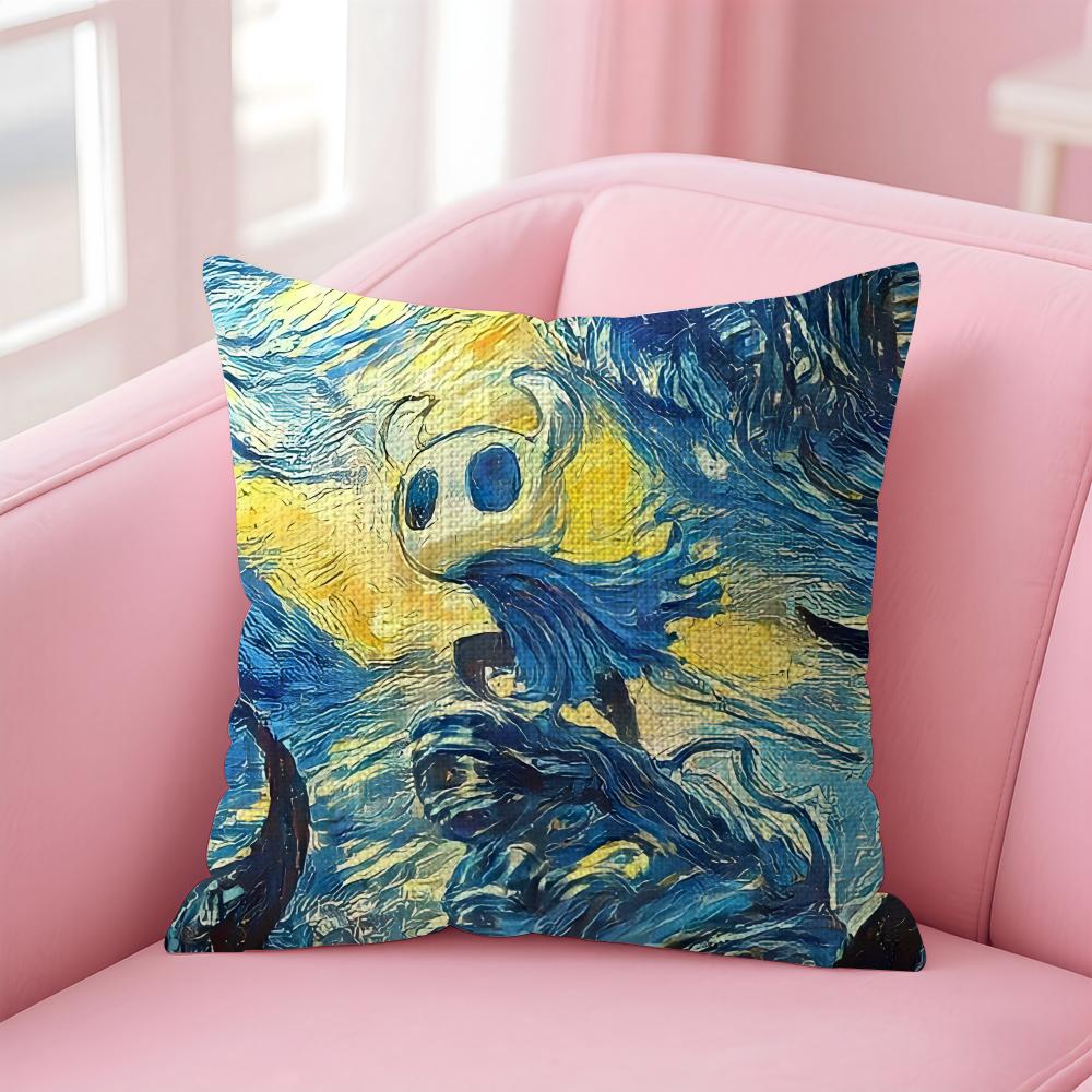 Game HHollow Knight Cushion Cover Natural Linen Pillow Case DoubleSided Print Decorative Sofa Pillowcase Home Decor Gift