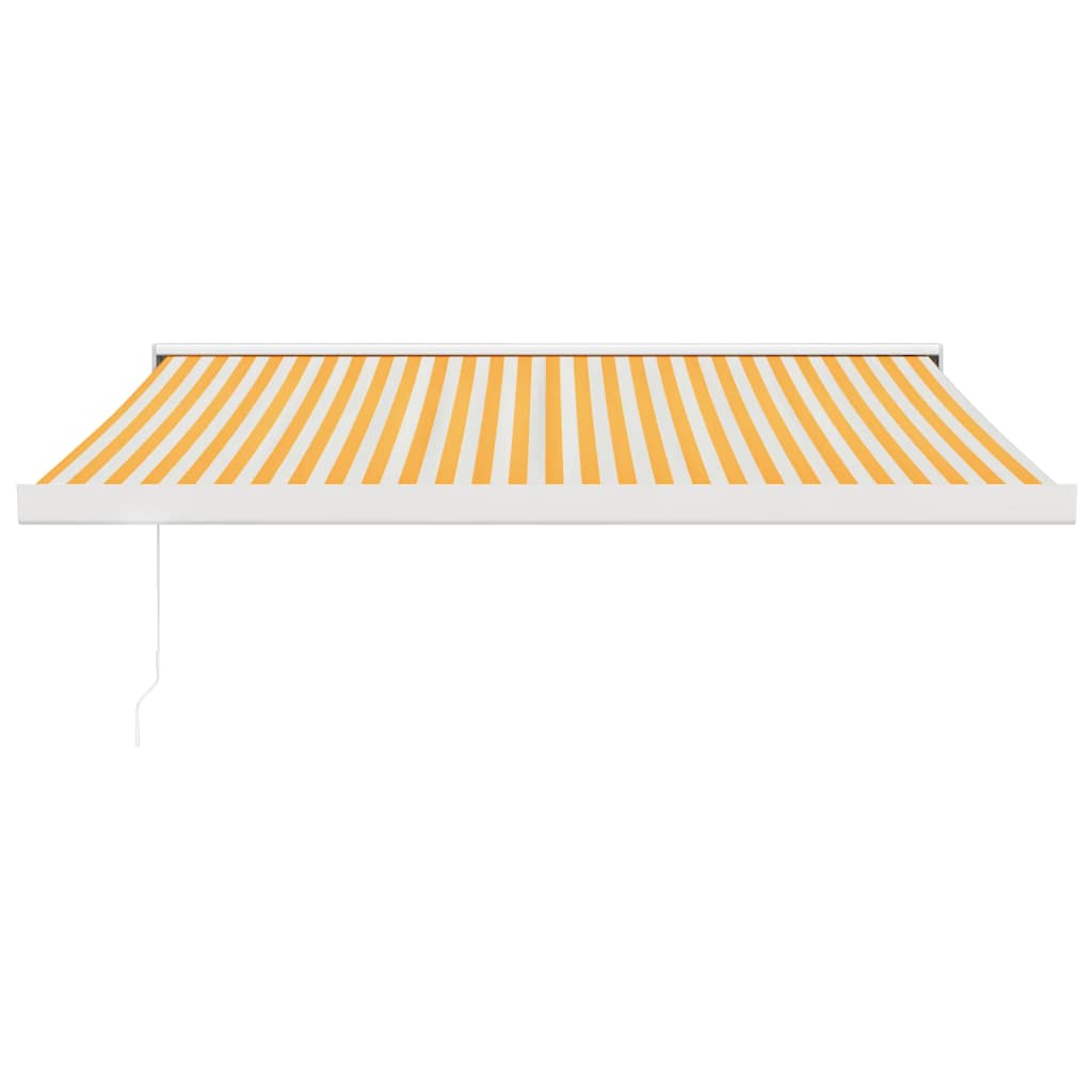 Retractable Awning Yellow and White 3x2.5 m Fabric and Aluminum