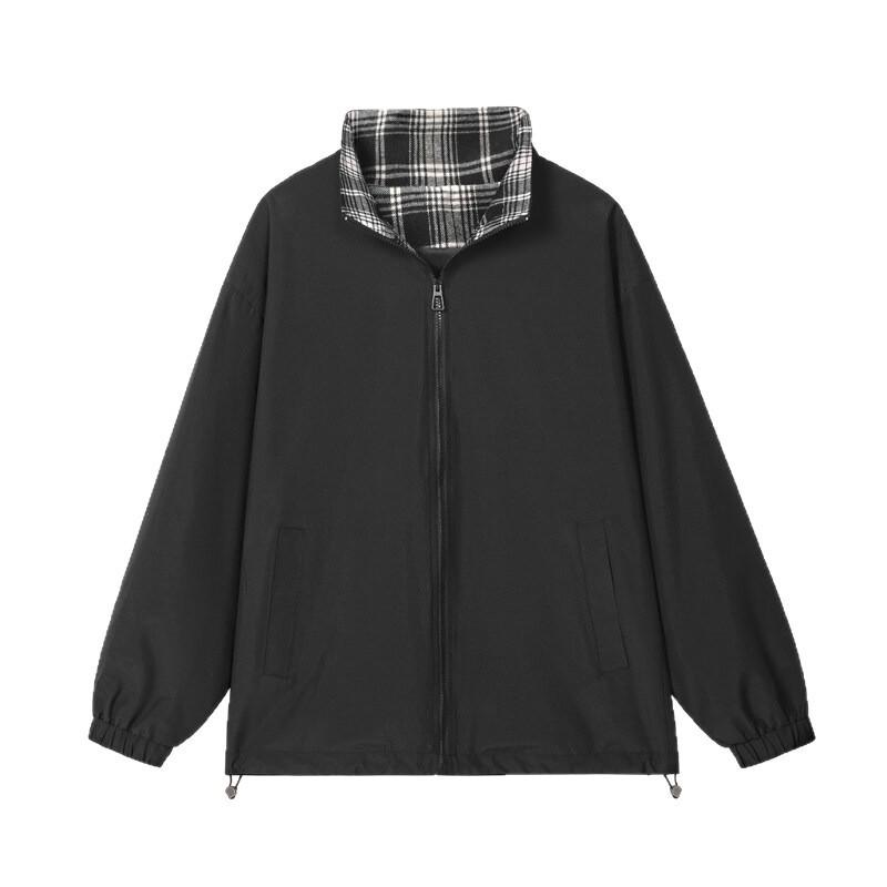 Men's Plaid Lapel Jacket: Retro Oxford Cloth with Inner Pocket, Thickened for Spring and Autumn.