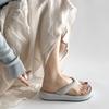 Fashion and lightweight black thick-soled heightening flip-flops women's summer wear high-end cool slippers
