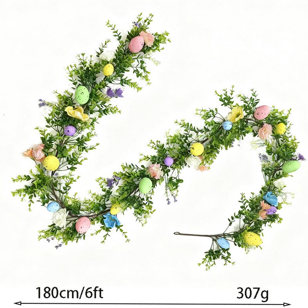 

1.8m Artificial Greenery Egg Garland Long Spring Garland Easter Decorations Fireplace Frames Artificial Wreath Home Decor