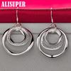 925 Sterling Silver Three Circle Drop Earring Jewelry
