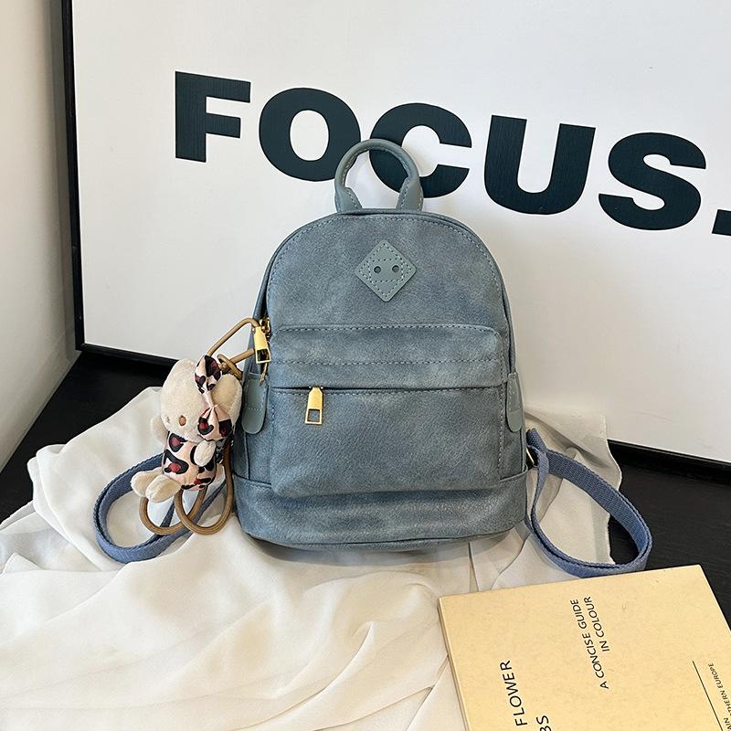 Bolso de Mano de Moda para Mujer Nuevo Mochila Pequeña Versátil de Color Sólido Mochila de Viaje para Jugar