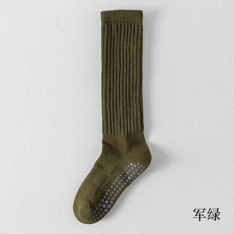 Seamless Custom Logo Grip Barre Trampoline Socks Ankle Pilates Non Slip Yoga Socks Compression Tube Pipe Slouch Crew Socks