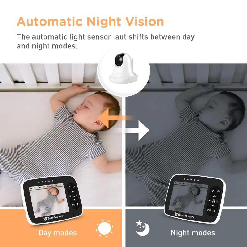 EU 3.5 inch Baby Monitor M935 Infrared Night Vision Wireless Video Color Monitor Lullaby Remote Pan-Tilt-Zoom Talk BackAA