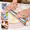 Professional Baking Tools for Pastry Rolling Pin with Thickness Rings, Ergonomic Measurement Markings Kitchen Tool, Heavy Duty Dough Roller