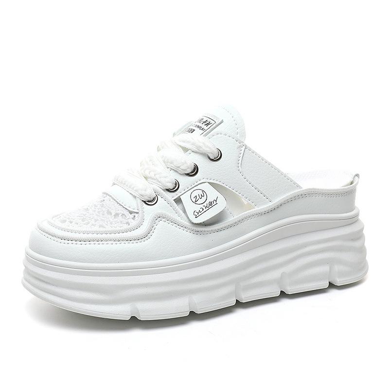 W3610 Breathable Women's Knit Sandals - 2024 Summer, Hollow Out, Thick Sole, Plus Size, Inner Heel Lift, Casual Fashion.