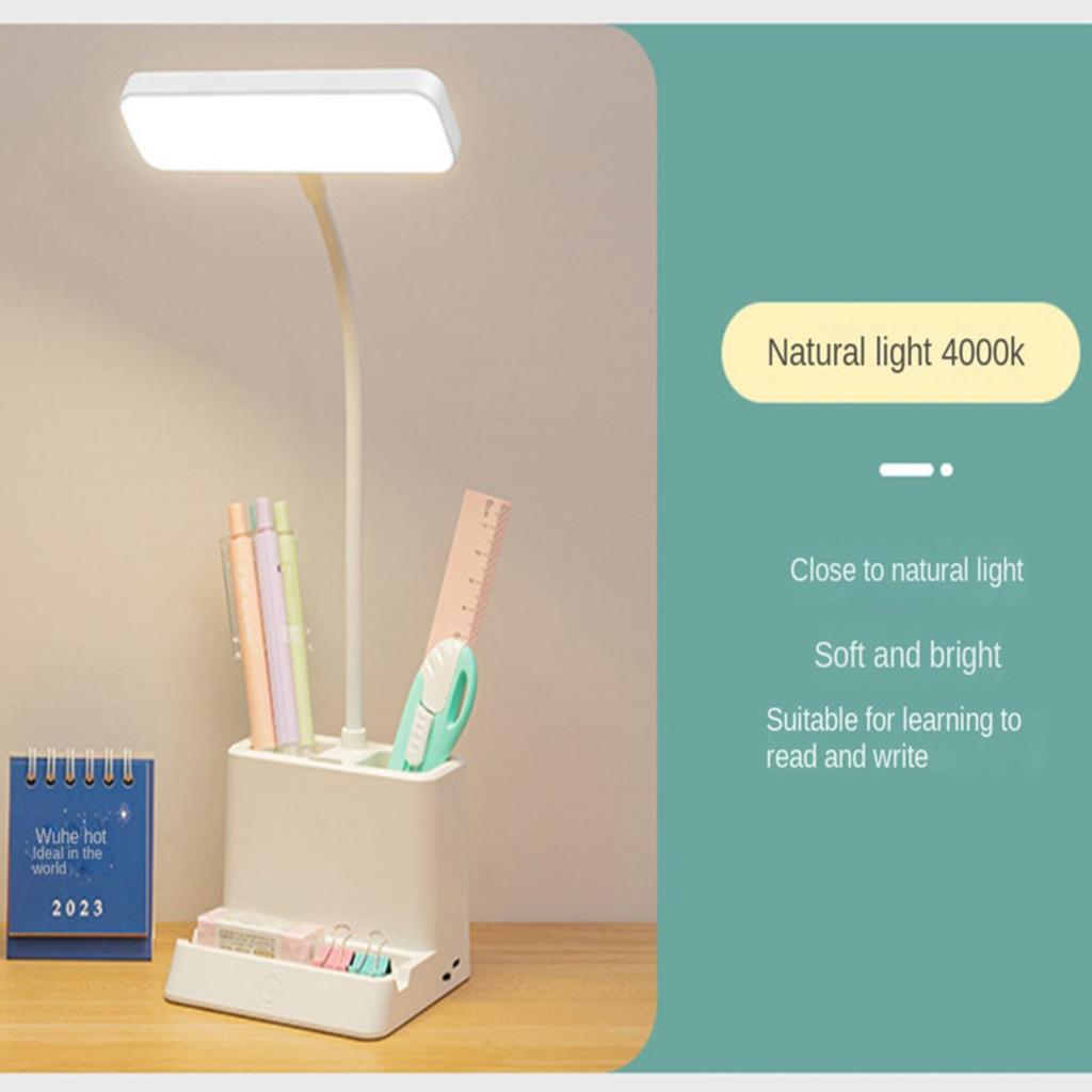 New USB Learning Dormitory Bedroom Bedside Reading Night Light LED Desk Lamp Eye Protection Support Desk College Student Nightli