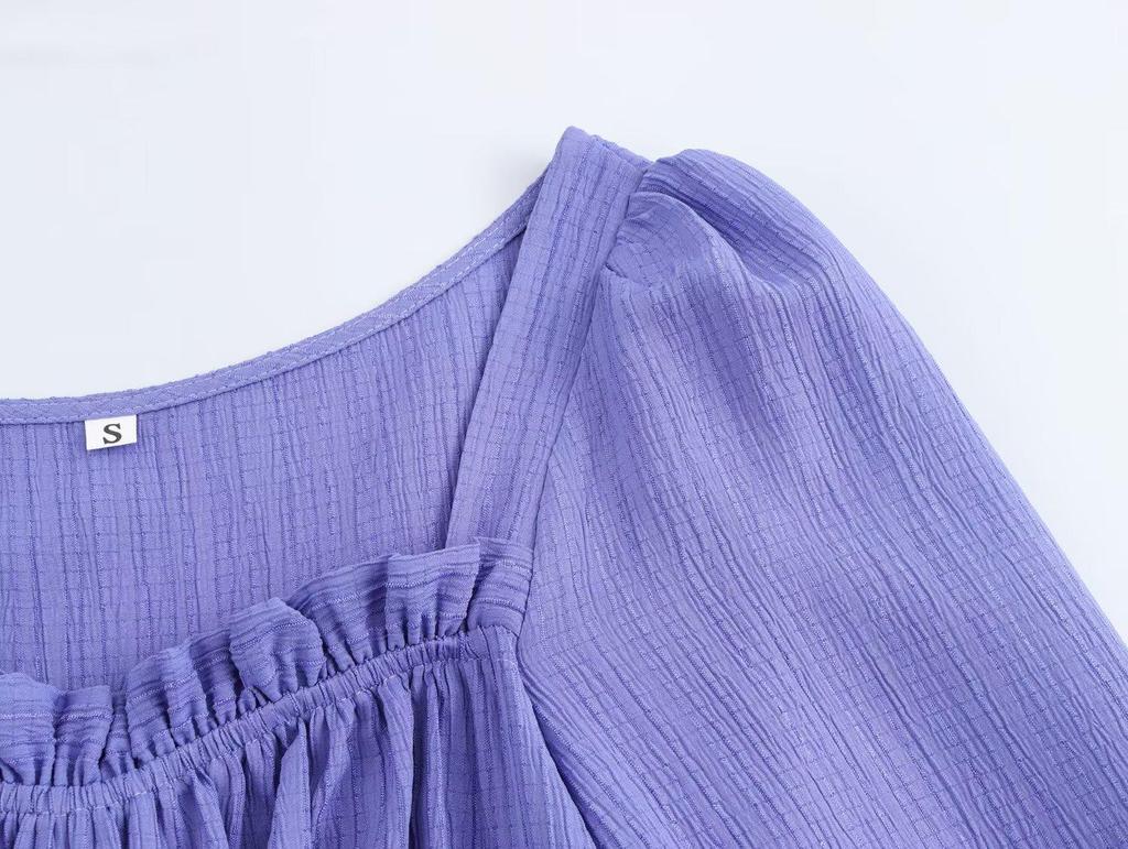 Rochie casual texturată cu mâneci lungi pentru femei, stil european și american, de primăvară 2025