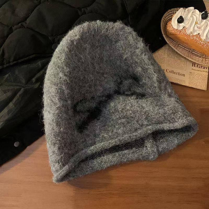 Korean Retro Bow Slouchy Knit Beanie with Ear Protection for Women