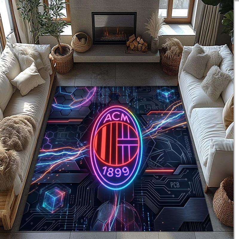AC Milan Printed Flannel Area Rug Non Slip Soft Polyester Floor Carpet Indoor Decor Mat for Bedroom Living Room Sofa Game Room Home Decoration