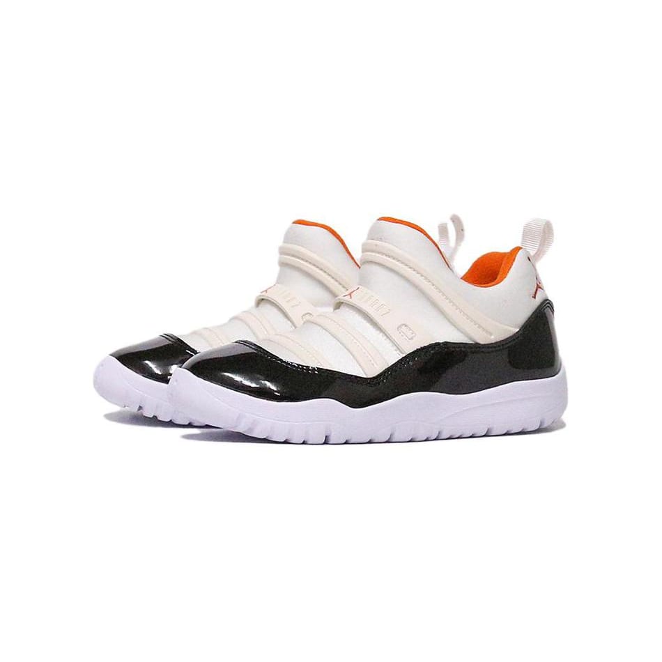 Jordan Air Jordan 11 Retro Little Fle Low top Toddler Shoes Black White Orange Infant And Toddler BQ7102-108