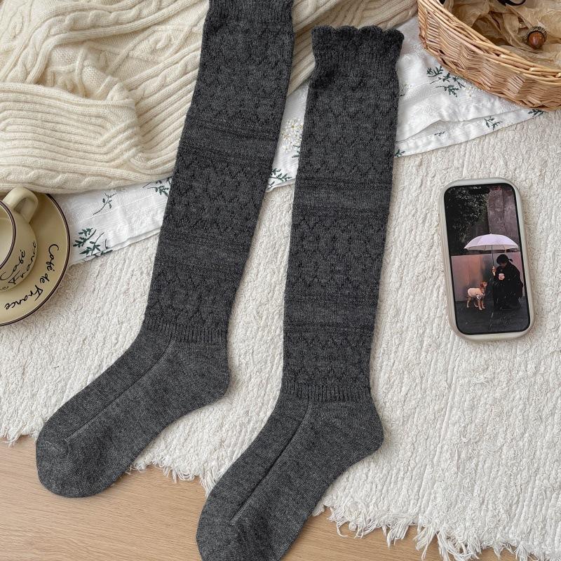 Wool Ankle Socks - Children's Retro Lace-up Long Tube Socks for Winter Warmth, Paired with Boots. Long Socks for Boots.