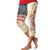 Damen Elastische Taille Capri-Leggings mit Sternenprint Dehnbar Schlanke Passform Sieben Achtellänge Lässige Strandhose für den Sommer