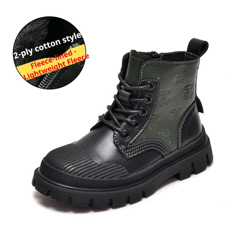Children's British Style Velvet Ankle Boots Soft Sole Leather Boots