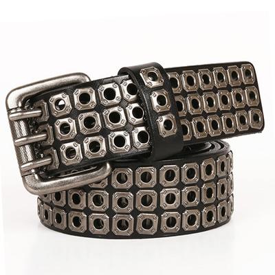 Heavy Metal Cowboy Punk Belt Originální kožené hip-hopové pásky pro muže Cross Rivet Jeans Belt Pánský pásek Ceinture Homme