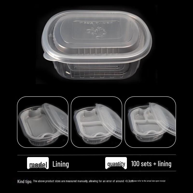 

Disposable Double-Layer Divided Lunch Boxes with Lids, 100 Sets