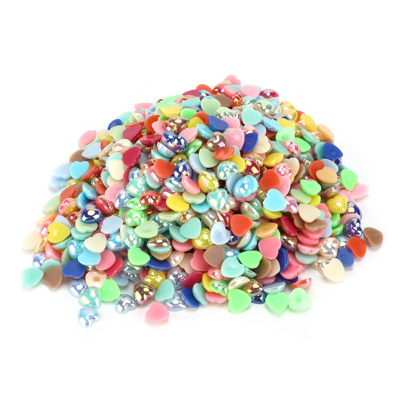 

1000Pcs Colorful Beads AB Half Face Peach HeartShaped Imitation Pearl 10mm DIY Accessories for Crafts Card Decoration