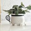 Smile Face Planter Pot 3D Printed Cute Holding Tennis/Soccer Head Flower Pot with Drainage Hole for Indoor Outdoor Home Garden Decor