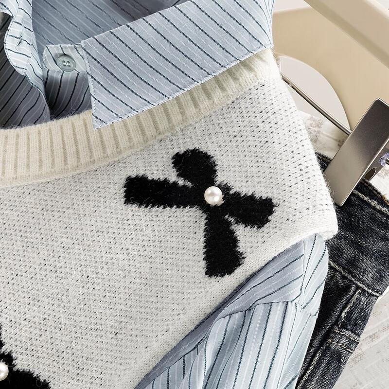 Women's V-Neck Contrast Bow Knit Vest