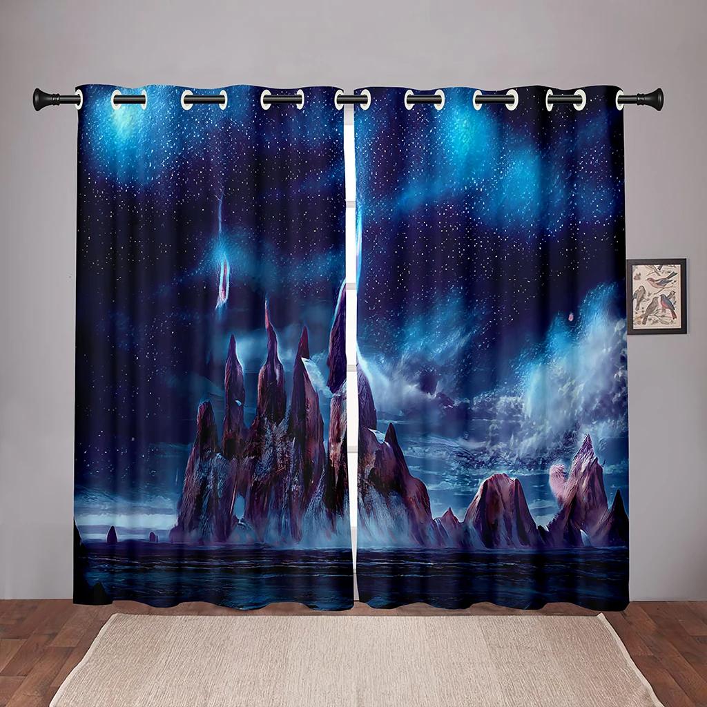 

Природа Лес Пейзаж Небо Мечтательный Затемняющий Оконный Шторка для Спальни Гостиной Ванной Кухни Дверь Холла Высокое Затемнение Новый W55 X H120cm X 2&Grommet Top