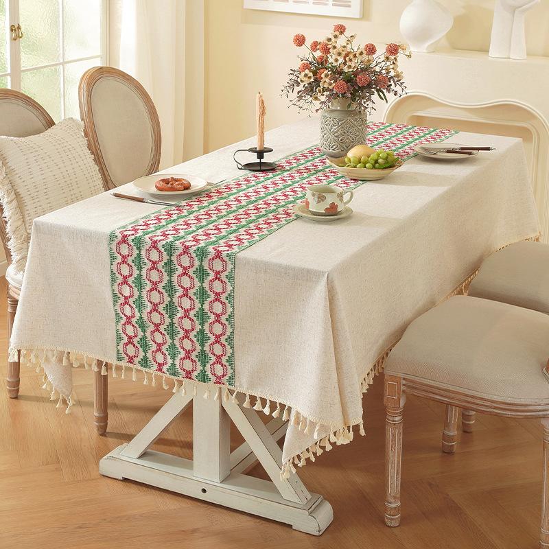 Tischdecke Polyester Hanf Schlichtes Temperament Hohlnaht Rechteckig Hochwertig Retro Kaffeetisch Esstisch Abdeckung Tuch Punkt