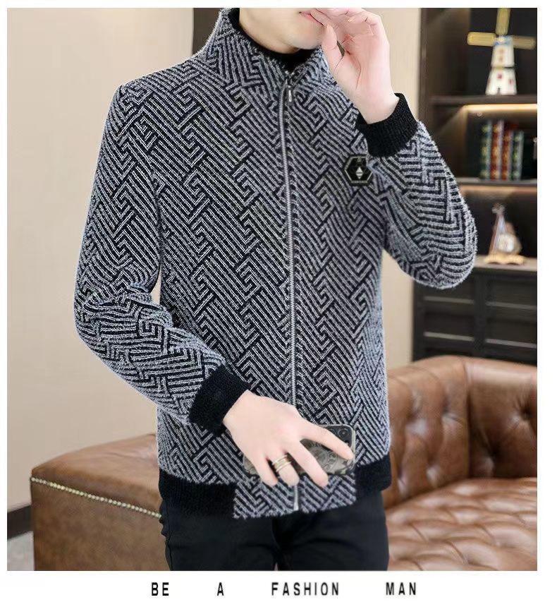 2025 Men's Woolen Windbreaker - Stand Collar, Short Jacket with Plus Velvet for Autumn/Winter