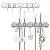 4 Position Suction Cup Mop Holder 5 Hooks Mop Hanging Rack Stable Wall-Mounted Mop Clip  Kitchen