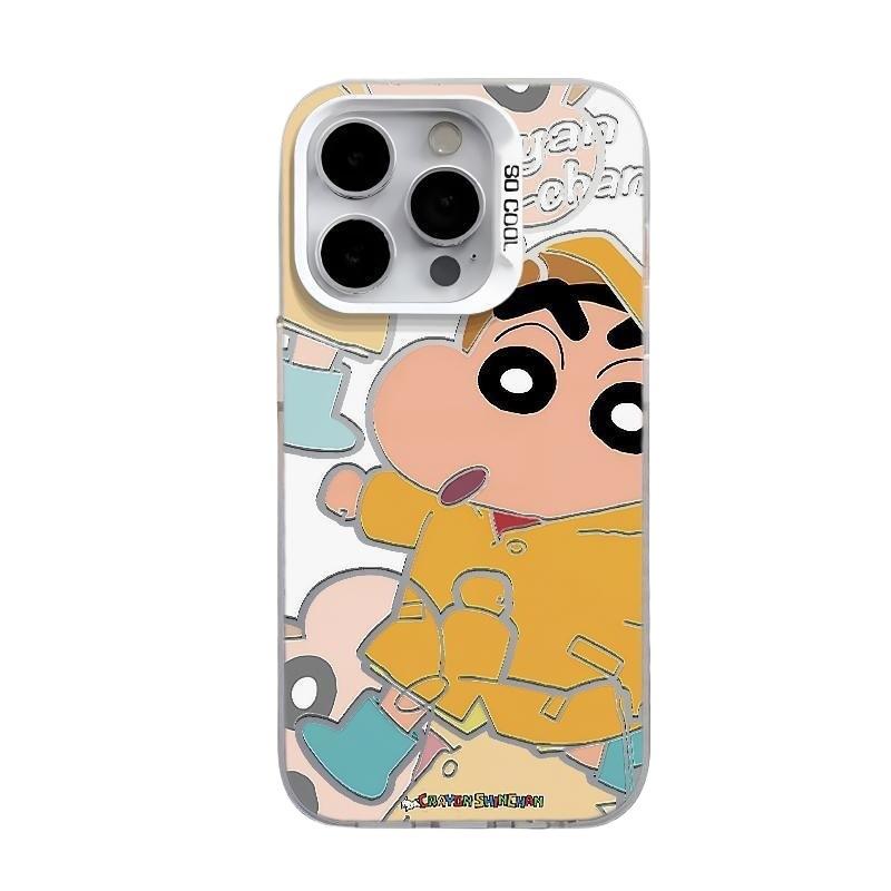 Yellow Shin-chan iPhone 16/14/Pro Max Cartoon Case, Drop-Proof, Personalized, Matte Finish