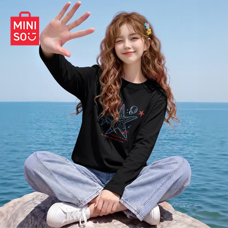 MINISO Women's Pure Cotton Long-Sleeve T-shirt