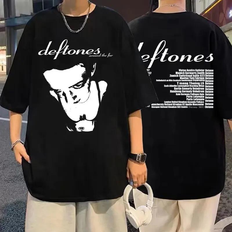 

Модная футболка Deftones Around Футболка Хип-хоп рок-группа The Fur Tour Группа Концерт Футболки с графикой кошки Плотный хлопок Оверсайз футболка 4XL