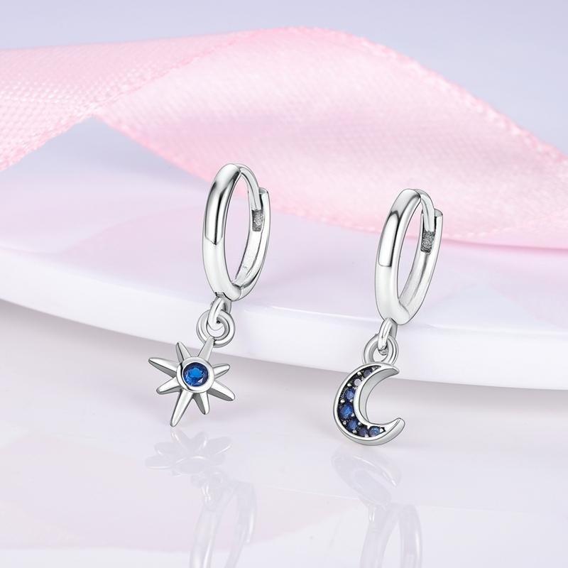 Moon and Star Earrings Women Zirconium Drop Earring For Anniversary Wedding Jewelry Gifts